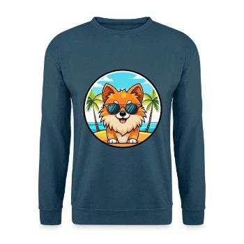 Poméranie Spitz allemand race de chien Cartoon Beach - Sweat-shirt Unisexe - bleu indigo - Devant