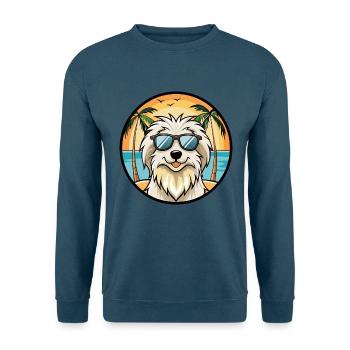 Pyrenäenschäferhund Hunderasse Cartoon Sonnenbrille Strand - Unisex Pullover - Indigoblau - Vorne