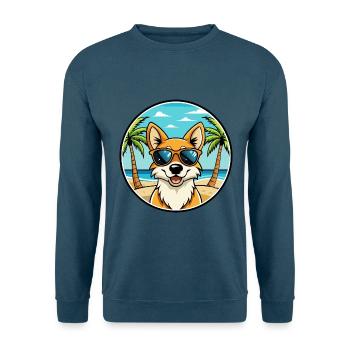 Lunettes de soleil de dessin animé de race de chien chantant de Nouvelle-Guinée - Sweat-shirt Unisexe - bleu indigo - Devant