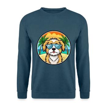 Lhasa Apso Hunderasse Cartoon Sonnenbrille Strand - Unisex Pullover - Indigoblau - Vorne