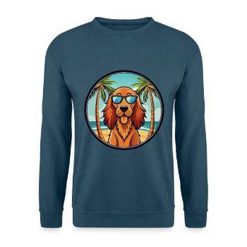 Irish Setter Dog Breed Cartoon Sunglasses Beach - Unisex Sweatshirt - indigo blue - Front