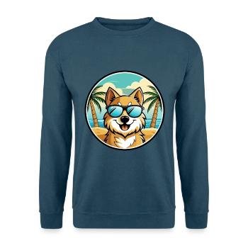 Deutscher Spitz Hund Rasse Cartoon Sonnenbrille Strand - Unisex Pullover - Indigoblau - Vorne