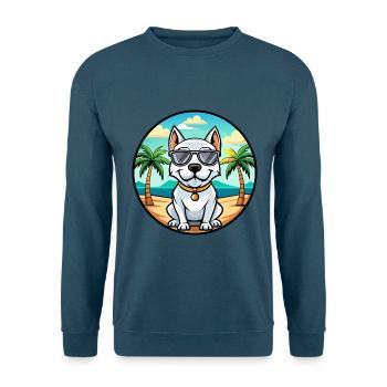 Dogue Argentino Chien Race Dessin Animé Lunettes De Soleil Plage - Sweat-shirt Unisexe - bleu indigo - Devant