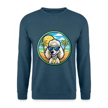 Corded Poodle Dog Breed Cartoon Sunglasses Beach - Unisex Sweatshirt - indigo blue - Front