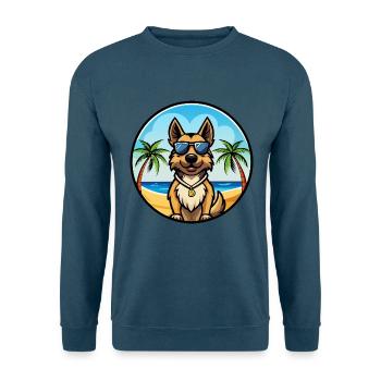 Böhmischer Schäferhund Hunderasse Karikatur Sonnenbrille Strand - Unisex Pullover - Indigoblau - Vorne