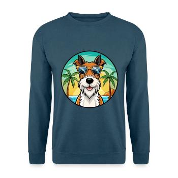 Draht Foxterrier Hunderasse Cartoon Sonnenbrille Strand - Unisex Pullover - Indigoblau - Vorne