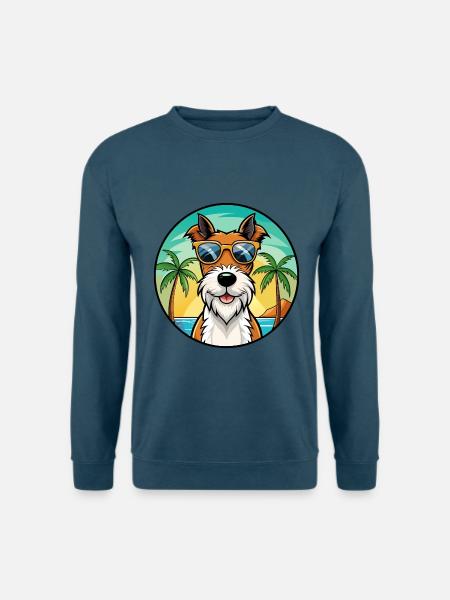 Draht Foxterrier Hunderasse Cartoon Sonnenbrille Strand - Unisex Pullover - Indigoblau