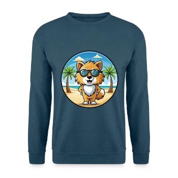 Spielzeug Deutscher Spitz Hund Rasse Cartoon Sonnenbrille Strand - Unisex Pullover - Indigoblau - Vorne