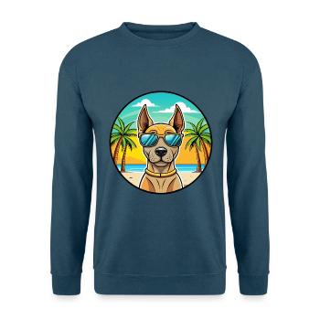 Thai Ridgeback Dog Breed Cartoon Sunglasses Beach - Unisex Sweatshirt - indigo blue - Front