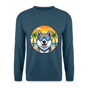 Seppala Sibirische Schlittenhunderasse Cartoon Sonnenbrille - Unisex Pullover - Indigoblau - Vorne