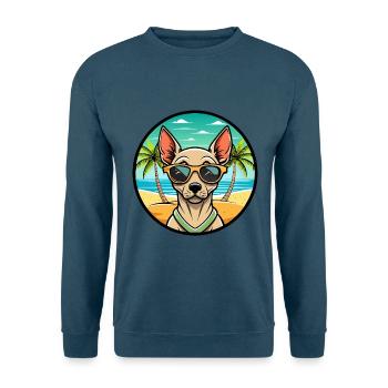 Peruanische haarlose Hunderasse Cartoon Sonnenbrille Strand - Unisex Pullover - Indigoblau - Vorne