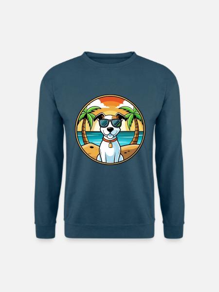 Parson Russell Terrier Hunderasse Cartoon Beach - Unisex Pullover - Indigoblau