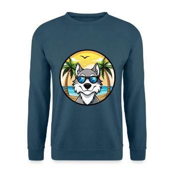Nördliche Inuit Hunderasse Cartoon Sonnenbrille Strand - Unisex Pullover - Indigoblau - Vorne