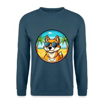 Lunettes de soleil de dessin animé de race de chien chantant de Nouvelle-Guinée - Sweat-shirt Unisexe - bleu indigo - Devant