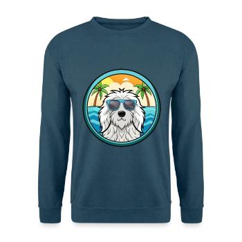 Komondor Chien Race Dessin Animé Lunettes de Soleil Plage - Sweat-shirt Unisexe - bleu indigo - Devant