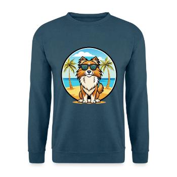Englischer Schäferhund Hunderasse Cartoon Sonnenbrille Strand - Unisex Pullover - Indigoblau - Vorne