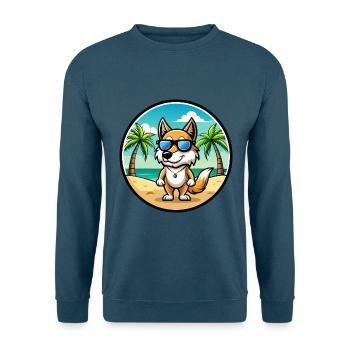Italienisch Volpino Hund Rasse Cartoon Sonnenbrille Strand - Unisex Pullover - Indigoblau - Vorne