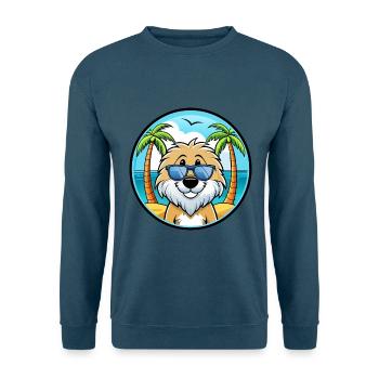 Friesische Wasserhundrasse Cartoon Sonnenbrille Strand - Unisex Pullover - Indigoblau - Vorne