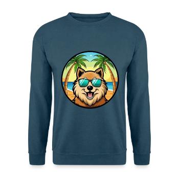 Eurasier Dog Breed Cartoon Sunglasses Beach - Unisex Sweatshirt - indigo blue - Front