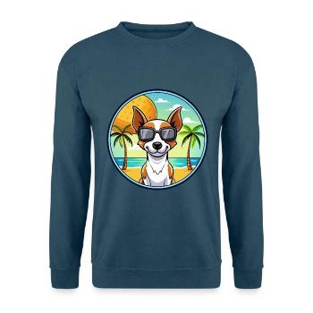 Decker Rat Terrier Dog Breed Cartoon Sunglasses - Unisex Sweatshirt - indigo blue - Front