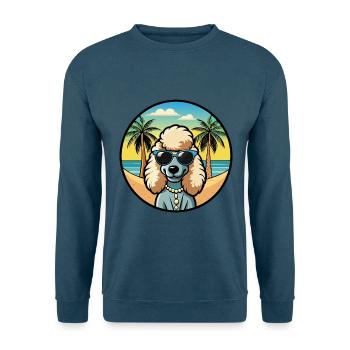 Corded Poodle Dog Breed Cartoon Sunglasses Beach - Unisex Sweatshirt - indigo blue - Front