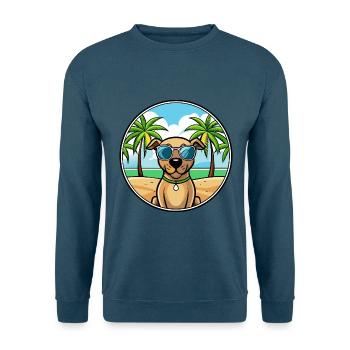 Black Mouth Cur Dog Breed Cartoon Sunglasses Beach - Unisex Sweatshirt - indigo blue - Front