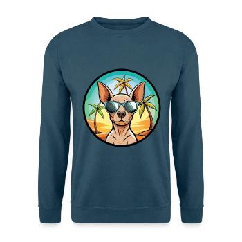 Amerikanischer haarloser Terrier Hunderasse Cartoon Beach - Unisex Pullover - Indigoblau - Vorne