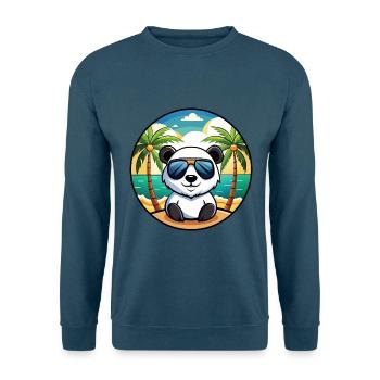 Panda Drôle Dessin Animé Plage D’été Lunettes De Soleil Cool - Sweat-shirt Unisexe - bleu indigo - Devant