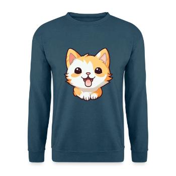 Pixie Bob Katze Cartoon Aquarell Illustration - Unisex Pullover - Indigoblau - Vorne