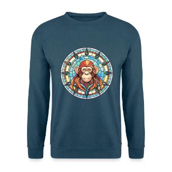 Affe buntes Aquarell Tier Haustier Illustration - Unisex Pullover - Indigoblau - Vorne