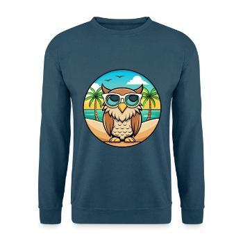 Eule Lustige Cartoon Sommer Strand Sonnenbrille Aufkleber - Unisex Pullover - Indigoblau - Vorne