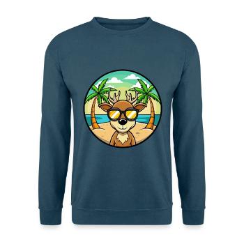 Hirsch Lustige Cartoon Sommer Strand Sonnenbrille Aufkleber - Unisex Pullover - Indigoblau - Vorne