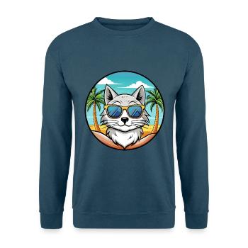 Lunettes de soleil de plage de race de chat angora turc - Sweat-shirt Unisexe - bleu indigo - Devant