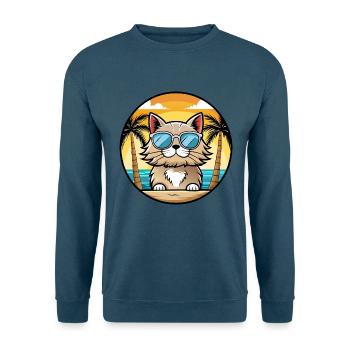 Selkirk Rex Katzenrasse Cartoon Sonnenbrille Strand - Unisex Pullover - Indigoblau - Vorne