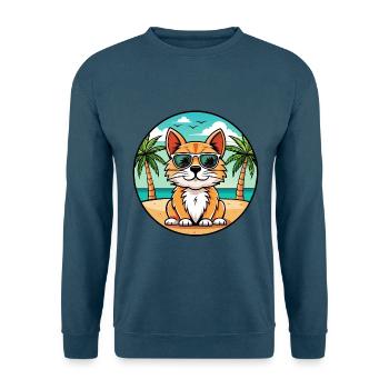 Lunettes de soleil de dessin animé de race de chat à poil long allemand plage - Sweat-shirt Unisexe - bleu indigo - Devant