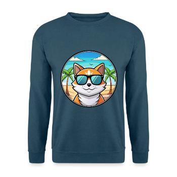 Lunettes de soleil de dessin animé de race de chat calicot dilué plage - Sweat-shirt Unisexe - bleu indigo - Devant