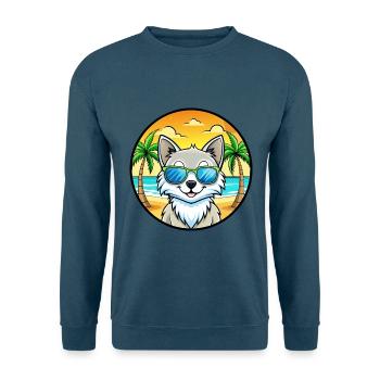 Lunettes de soleil de plage de race de chat angora turc - Sweat-shirt Unisexe - bleu indigo - Devant