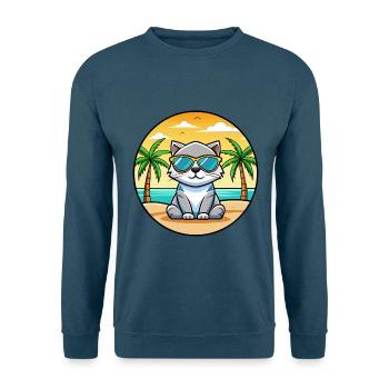 Schottische Falte Katzenrasse Cartoon Sonnenbrille Strand - Unisex Pullover - Indigoblau - Vorne