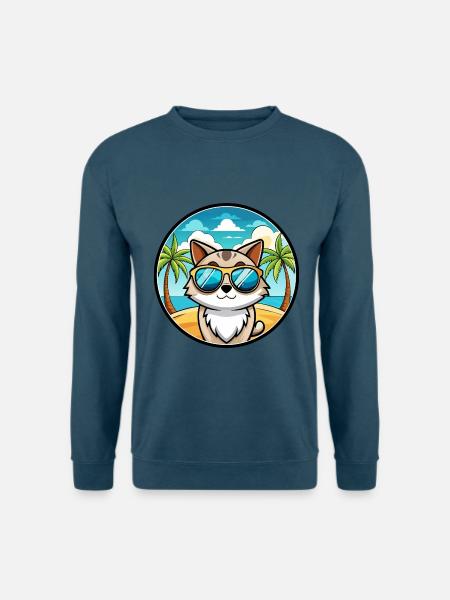 Birma Katzenrasse Cartoon Sonnenbrille Strand - Unisex Pullover - Indigoblau