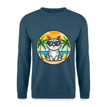 Amerikanische Kurzhaarkatze Rasse Cartoon Sonnenbrille - Unisex Pullover - Indigoblau - Vorne
