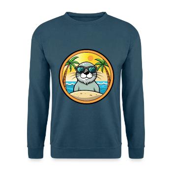 Siegel Lustige Cartoon Sommer Strand Sonnenbrille Aufkleber - Unisex Pullover - Indigoblau - Vorne