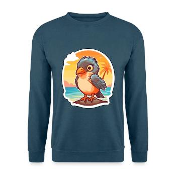 Kuckuck, lustige Cartoon-Kawaii-Strand-Illustration - Unisex Pullover - Indigoblau - Vorne
