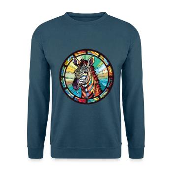 Zebra Buntes Aquarell Tier Haustier Illustration - Unisex Pullover - Indigoblau - Vorne