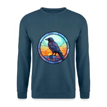 Krähe Buntglas Bunte Karikatur Kawaii Tier - Unisex Pullover - Indigoblau - Vorne