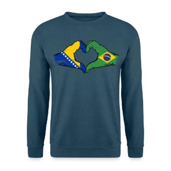 Bosnien Brasilien Flagge Hände Herzform used - Unisex Pullover - Indigoblau - Vorne