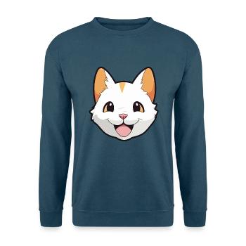 Japanisch Bobtail Katze Karikatur Aquarell Clipart - Unisex Pullover - Indigoblau - Vorne