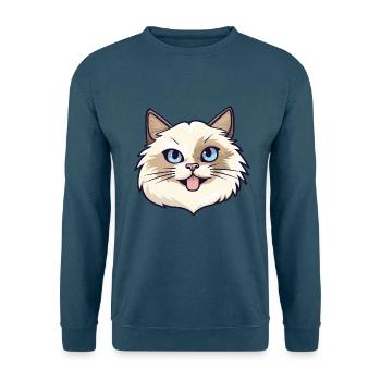Katze Buntes Aquarell Tier Katze Illustration - Unisex Pullover - Indigoblau - Vorne