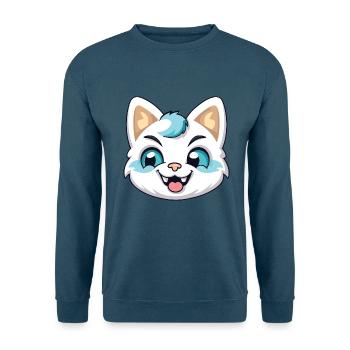 Hantilly Tiffany Katze Cartoon Aquarell Clipart - Unisex Pullover - Indigoblau - Vorne
