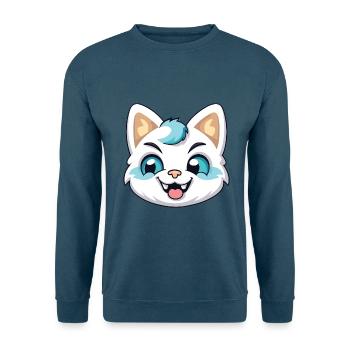 Hantilly Tiffany Katze Cartoon Aquarell Clipart - Unisex Pullover - Indigoblau - Vorne