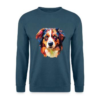 Englischer Schäferhund Rasse Aquarell Illustration - Unisex Pullover - Indigoblau - Vorne